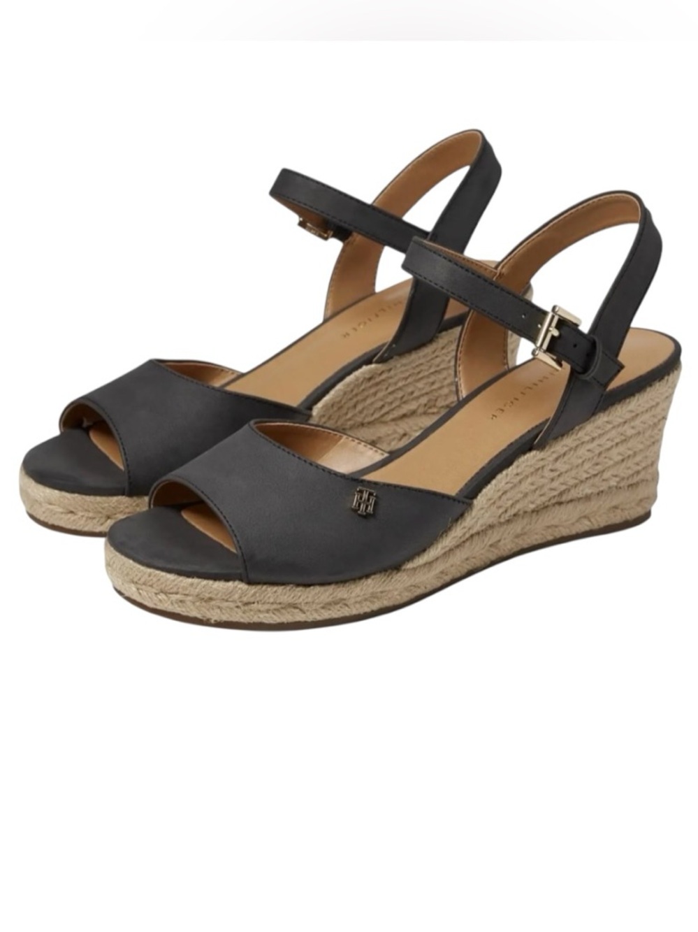 Tommy Hilfiger Navy Espadrille Wedge Sandals with Ankle Strap - 10